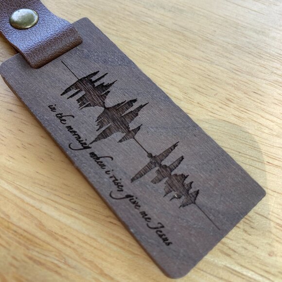 In The Morning When I Rise, Give Me Jesus Soundwave Wooden Keychain - Picture 3 of 4